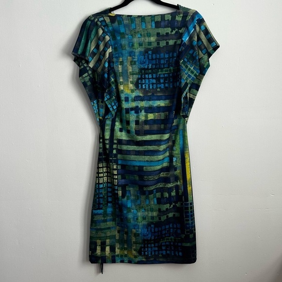 Komarov Evening Cocktail Dress Rare Vintage Abstract Stretchy Short Sleeve - Picture 2 of 11